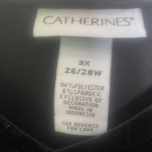Catherines Black Velvet Tunic Womens 3X With Red Rose Embroidery Plus Size 3/4 S - Picture 2 of 9